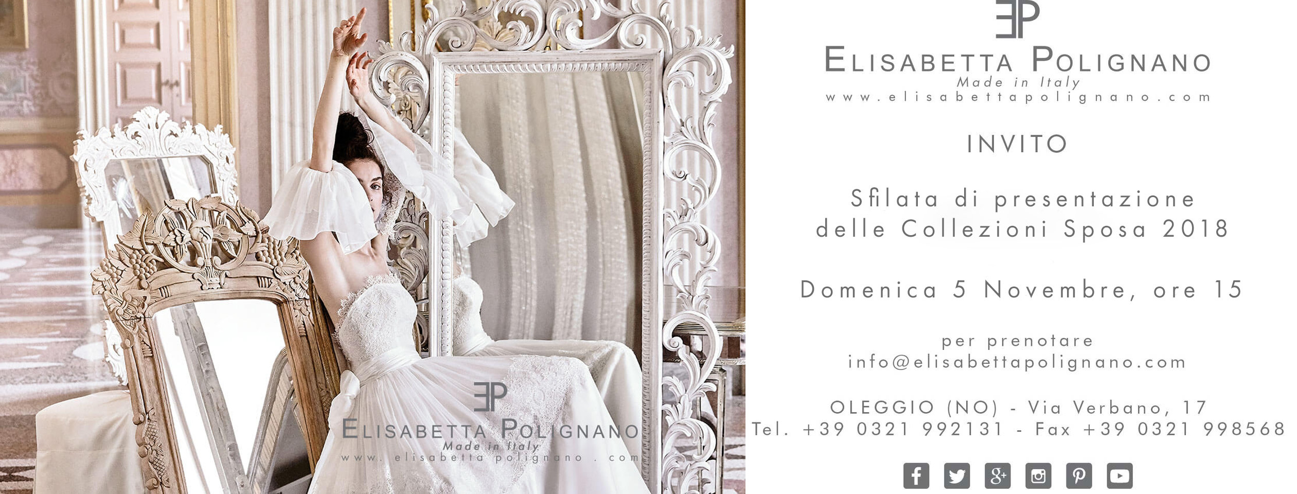 Elisabetta Polignano ti invita alla Sfilata delle Collezioni 2018